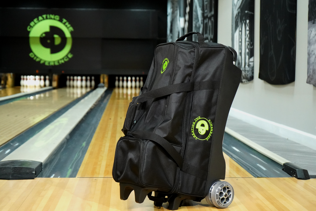 Image of 4 Ball Premium Tournament Dually Roller Bag in bowling alley